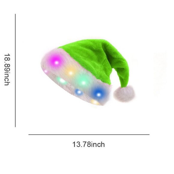 Green Christmas Santa Claus Hat with LED Colored Lights - Picture 8 of 8
